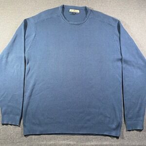 Tommy Bahama Mens Silk Cotton Blend Crew Neck Sweater Blue XL Lightweight Soft